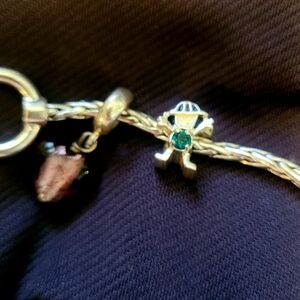 St. John Collection Sterling Silver Charm Bracelet with Green-Accented Boy Charm